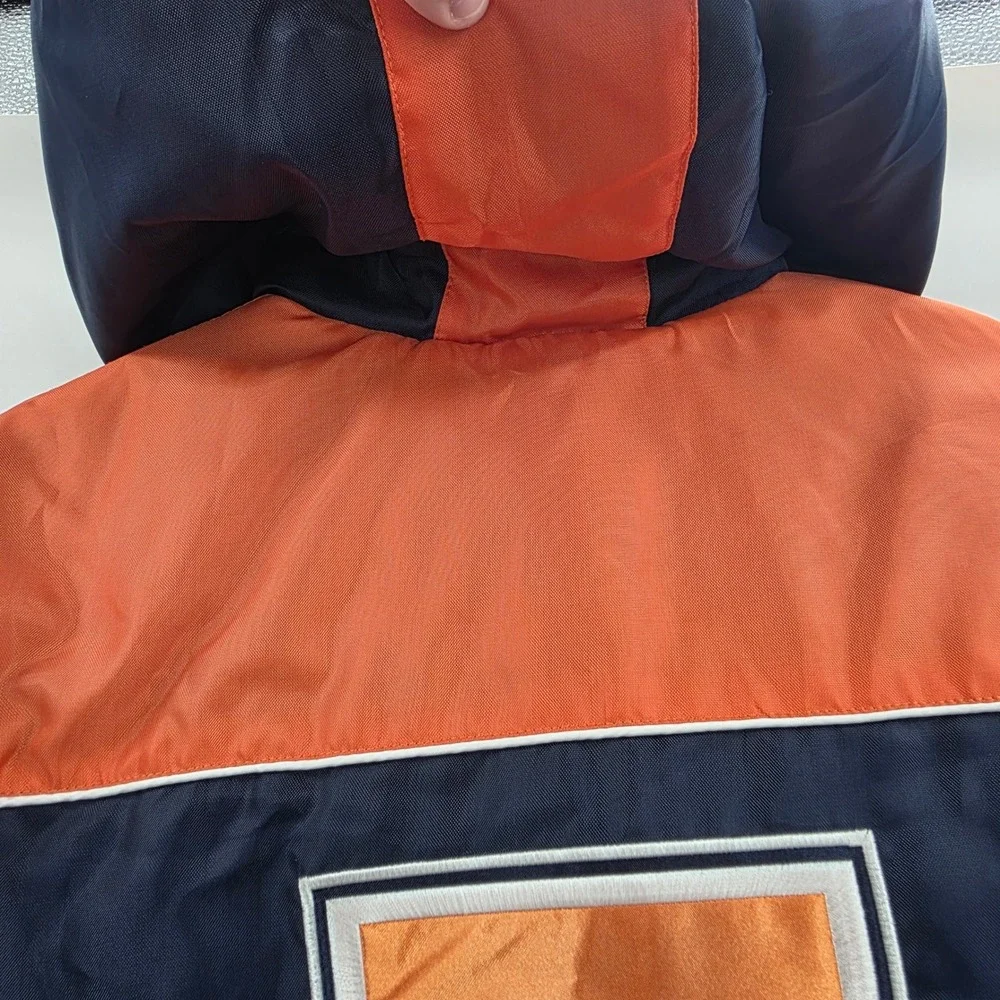 VINTAGE 90S ILLINOIS FIGHTING ILLINI PUFFER JACKET MENS LARGE BLUE ORANGE NEW!!